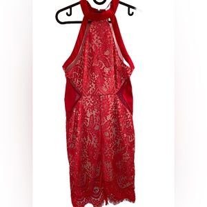 New Luxxel red formal dress lined lace size medium